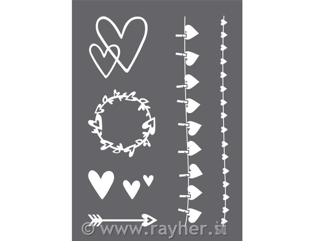 Šablona Srčki A4, + 1 nož za glajenje