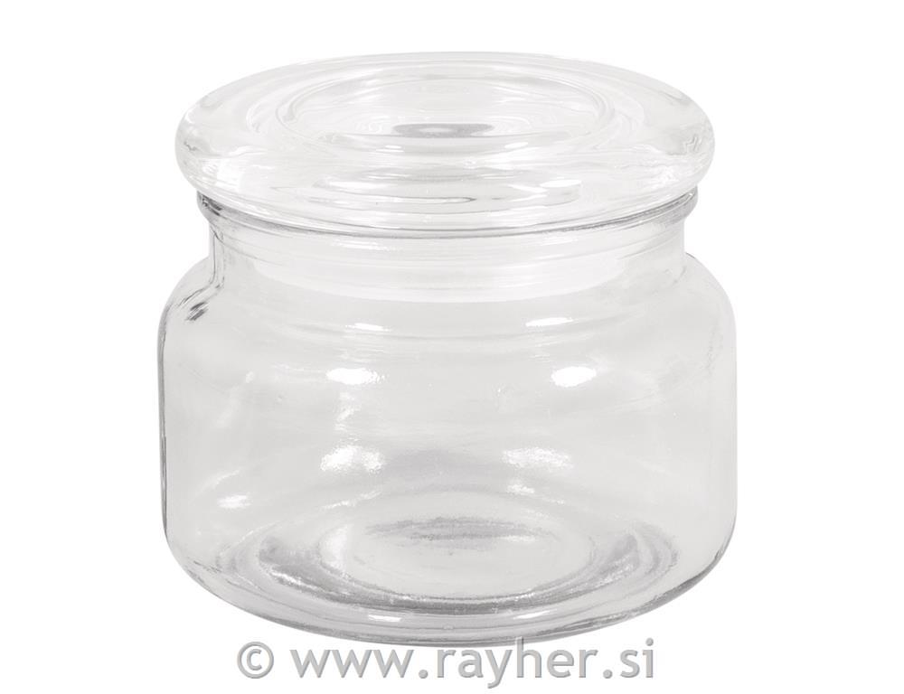 Steklena posoda s pokrovom, 10cm o, 8cm, 320ml