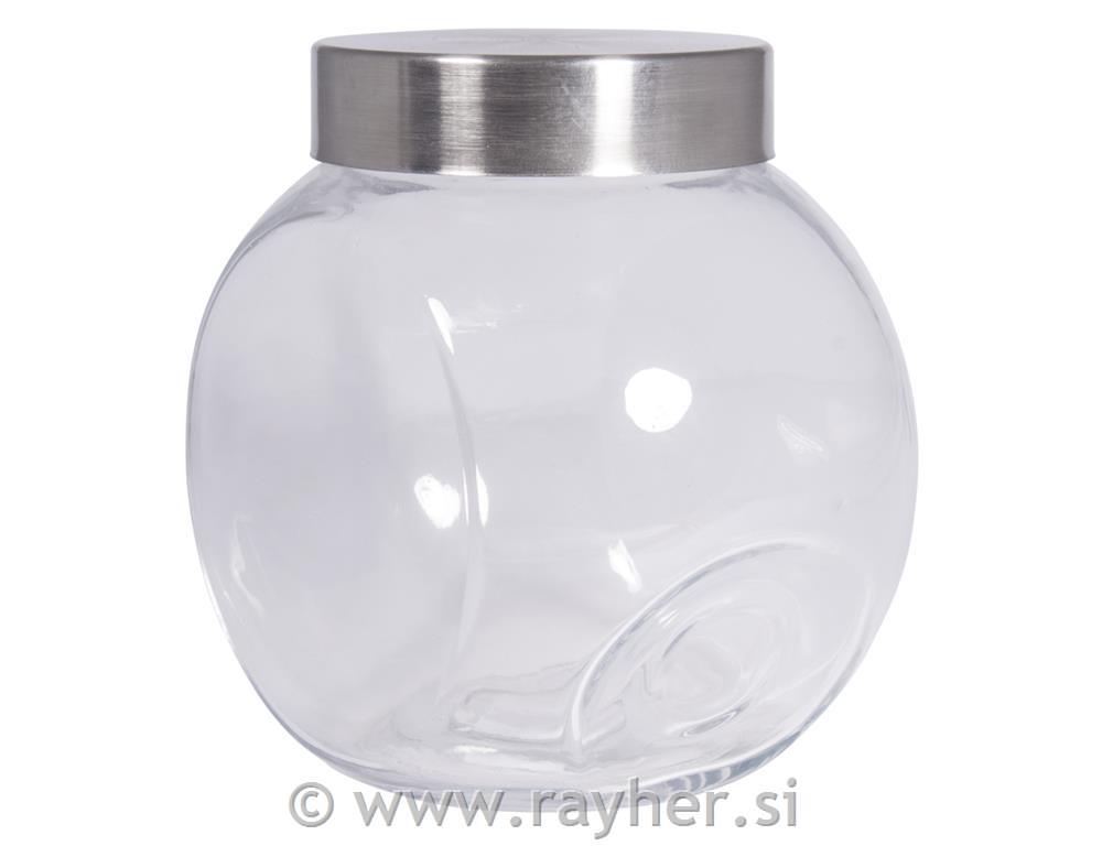 Steklena posoda, 16x13x16cm, s kov.pokrovom