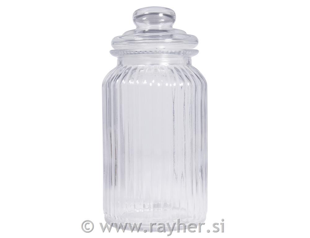 Storage jar, grooved, 11cm o, 22.5cm, with lid