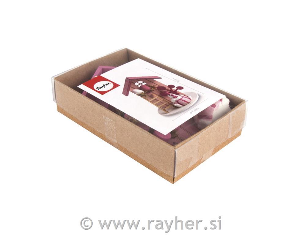 Wood Deco Summerhouse, 6cm o, pinkish/pink, 9cm, 8-part, box 1Set