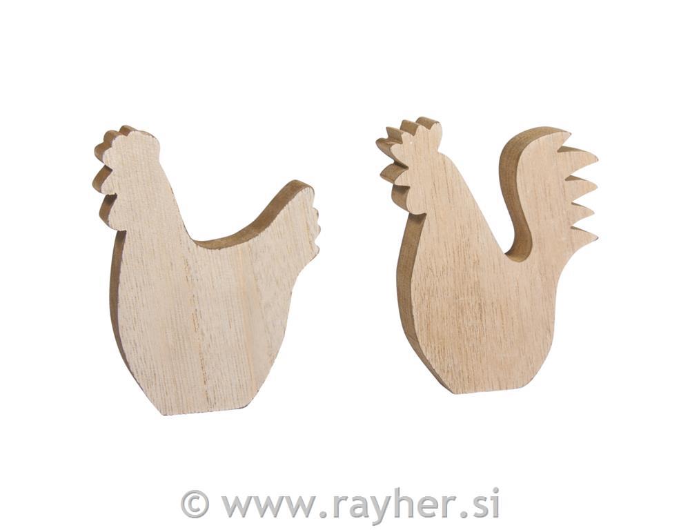 Kokoška&Petelin, lesena, 7x10x1.9cm, set 2