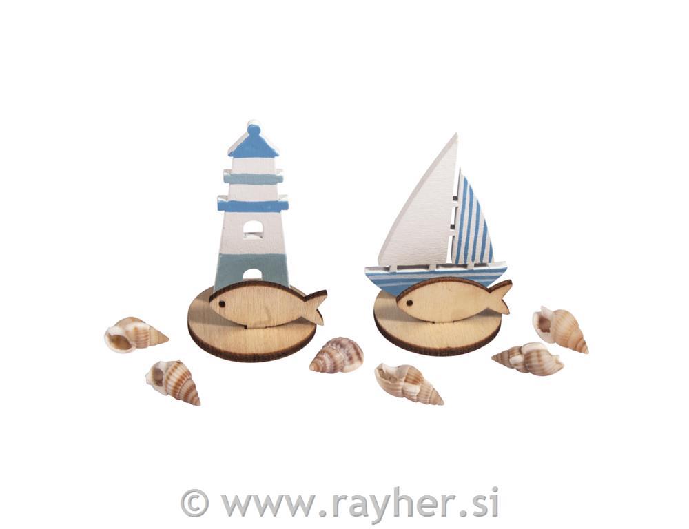 Wooden plug-in parts Maritime, 2 types,tab-bag 2Set