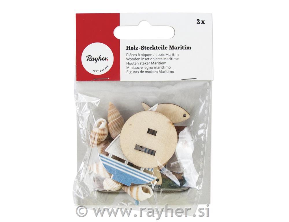 Wooden plug-in parts Maritime, 2 types,tab-bag 2Set