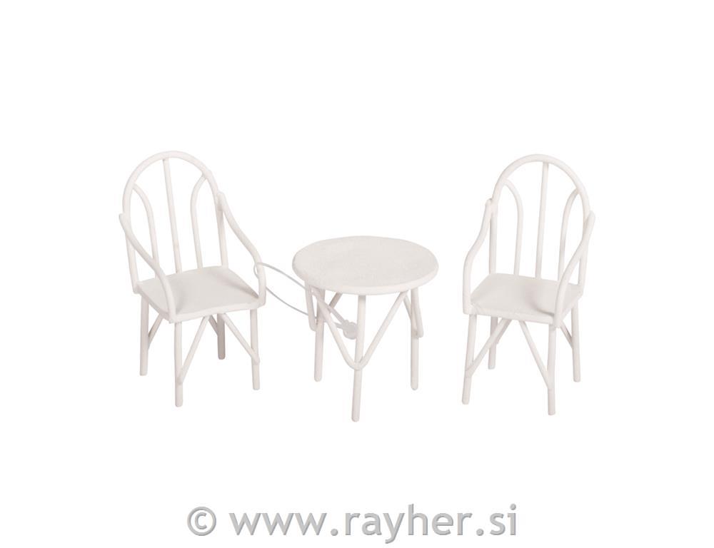 Garden sitting set, 3-part, white, 2 chairs+1 table, tab-bag 1Set