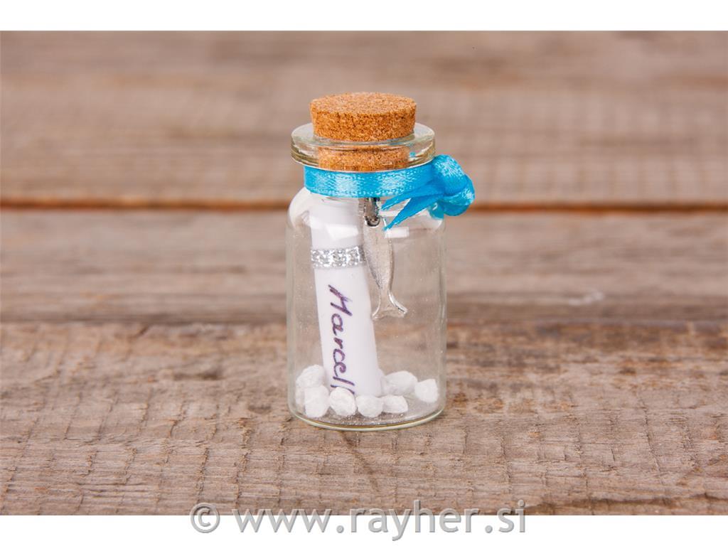 Mini steklenička z ribico, 4.5cm, 4 kosi