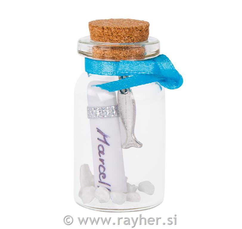 Mini steklenička z ribico, 4.5cm, 4 kosi