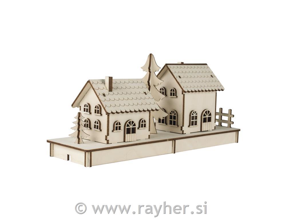 Wood.build.kit Cottages x2, FSC 100%, 31.7x9.4x14cm, 52-part, 1set