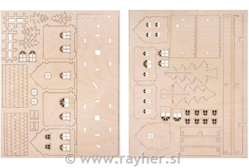Wood.build.kit Cottages x2, FSC 100%, 31.7x9.4x14cm, 52-part, 1set