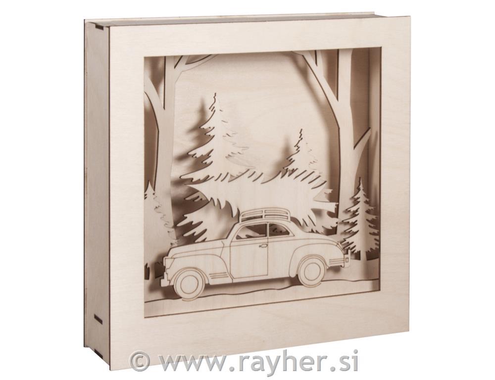 Wood.build.kit 3D mot.fram.,car,FSC 100%, 30x30x6.6cm, 14-part, 1set