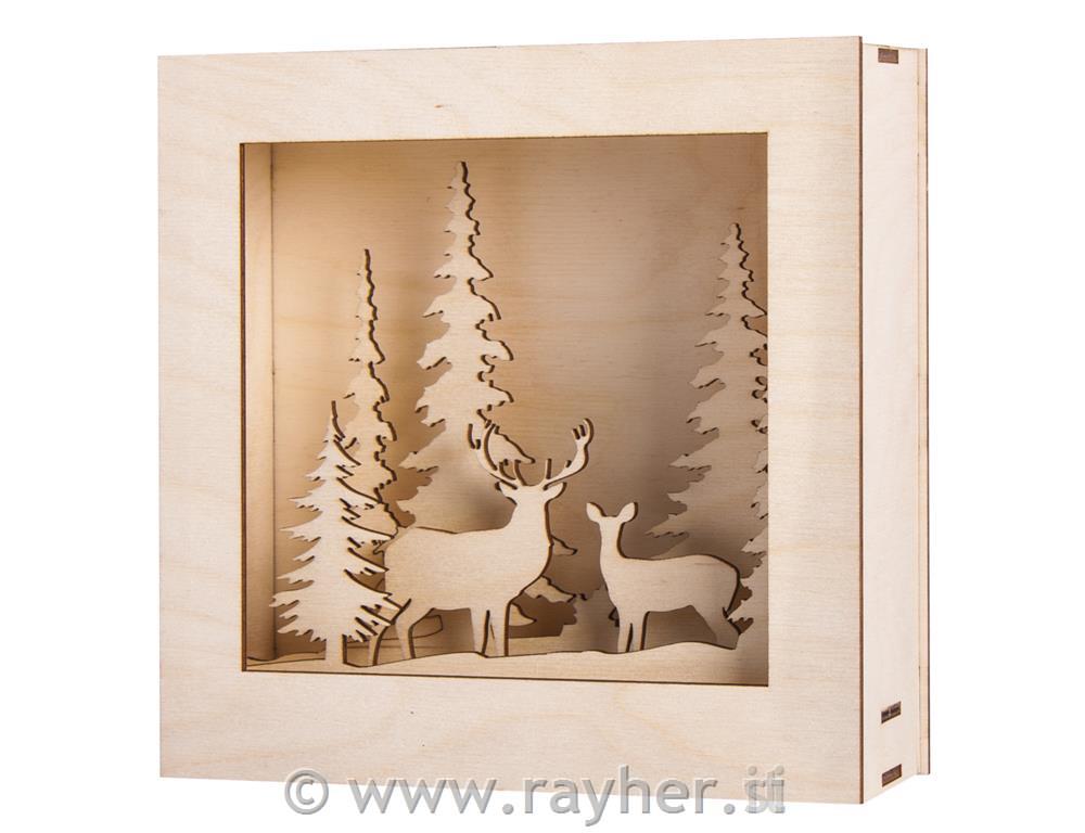 Lesena sestavljanka v okvirju 3D, Zima v gozdu