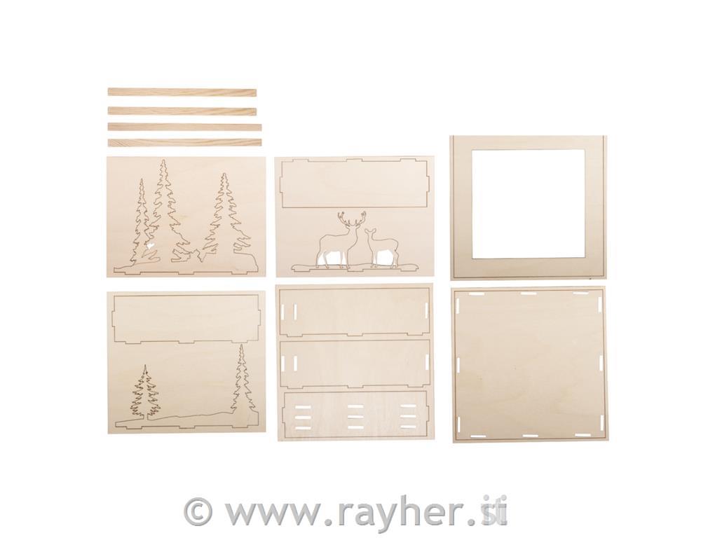 Lesena sestavljanka v okvirju 3D, Zima v gozdu