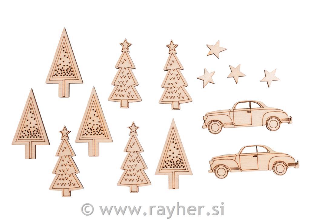 Small wood.objects "Wintercar", FSC100%,assorted,1.1-5 x 1-3.9cm, tab-bag 16pcs