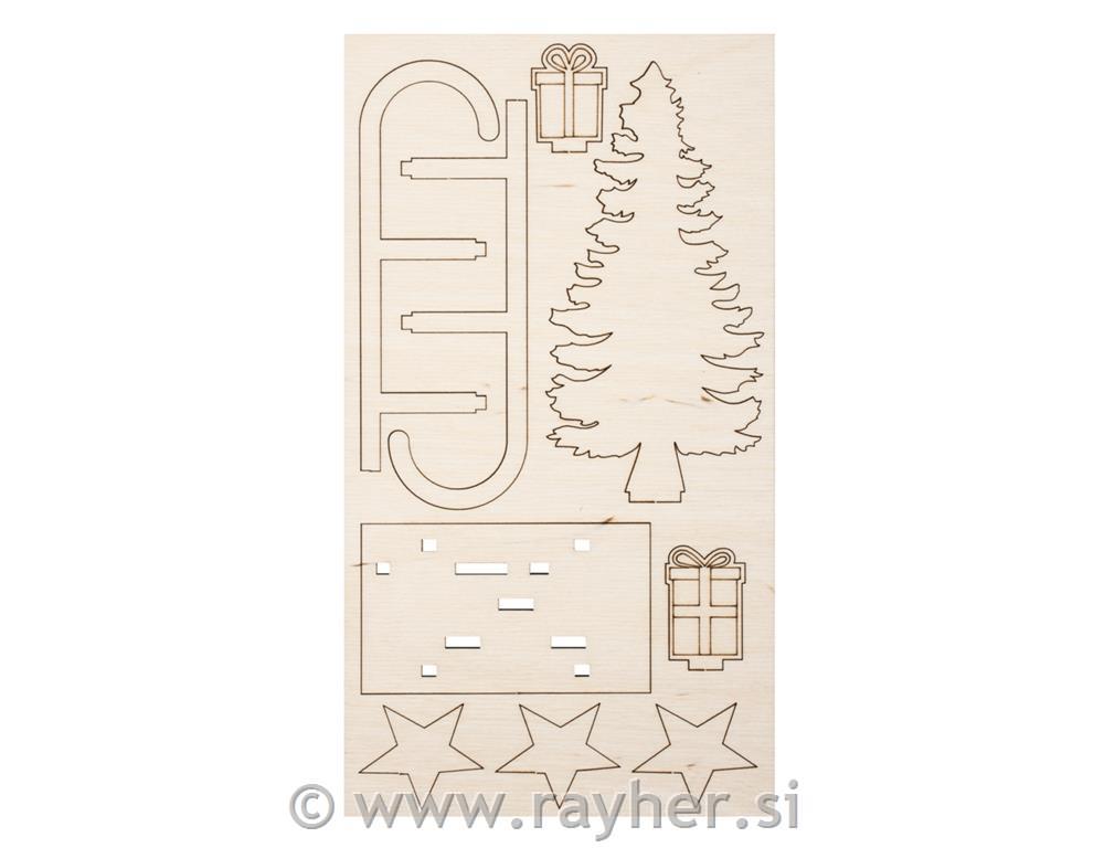 Lesena sestaljanka, Sanke& darila, 11x5x16,5cm