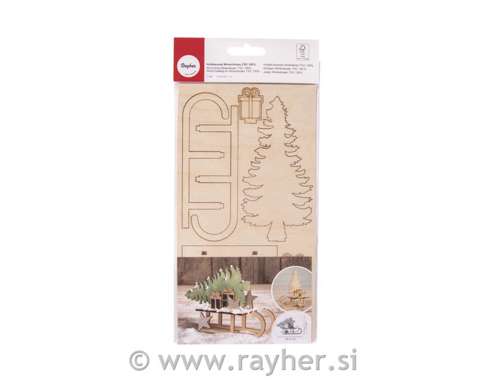 Lesena sestaljanka, Sanke& darila, 11x5x16,5cm