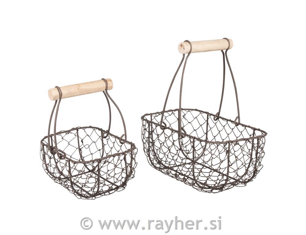 Kovinski košarici, 15x10x16,5cm + 20x12x22cm, set 2