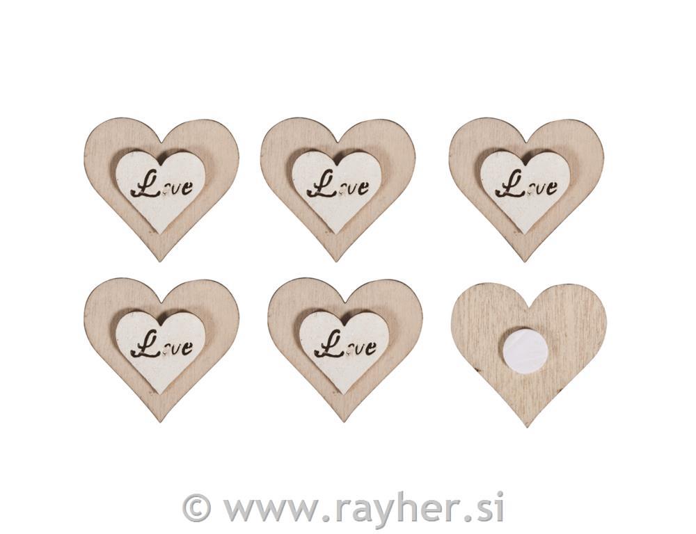 Wood.small object Heart "Love", 3.5cm o,w. adh. dot, tab-bag 8pcs