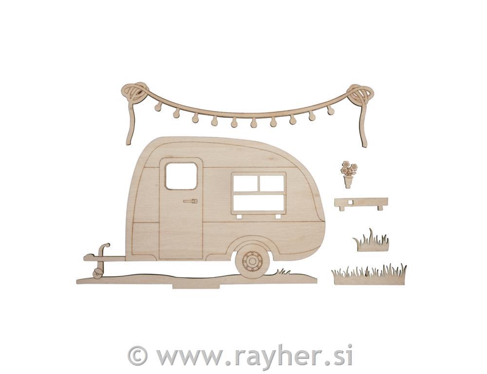 Lesena sestavljanka Kamp prikolica, 20x11.5x0.4cm
