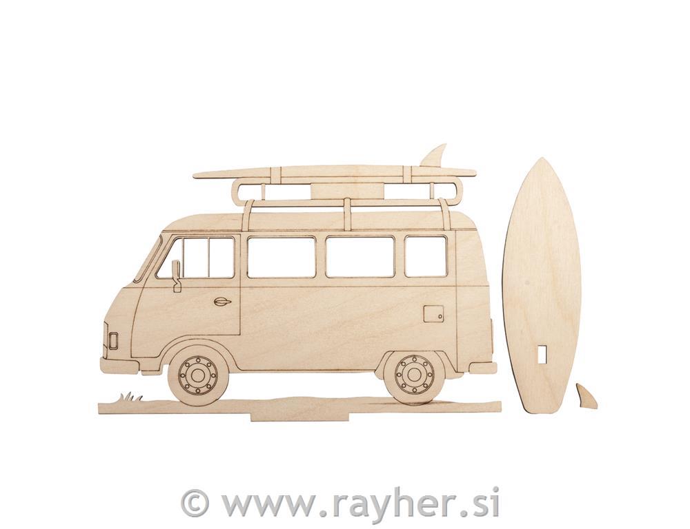 Lesena sestavljanka, Vintage Surf Kombi, 20x13.8x0.4cm