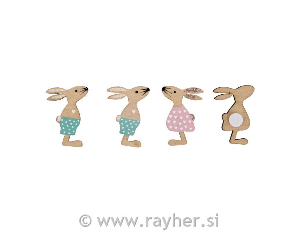 Leseni okraski, Zajčki, 2.5x3.5cm, 10 kosov