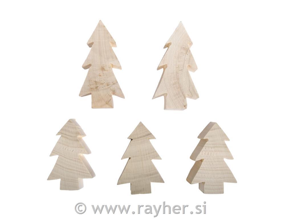 Lesene smreke, natur 2x v:8cm, 3x v:6cm, 5 kosov