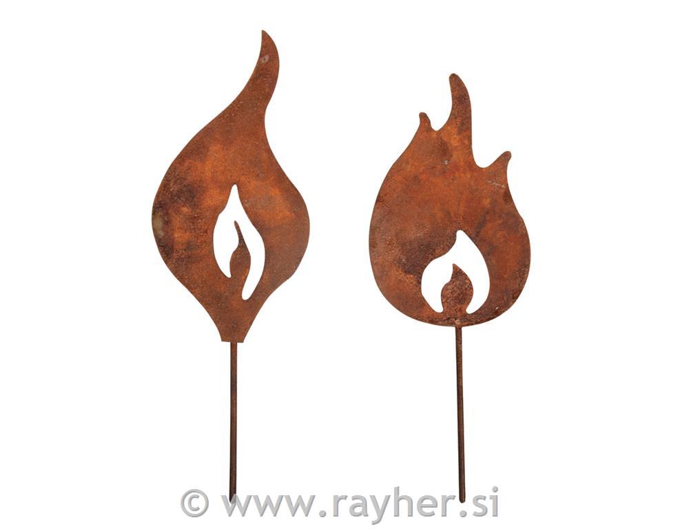 Metal flames to insert5x13cm, 2 designs, tab-bag 2pcscopper