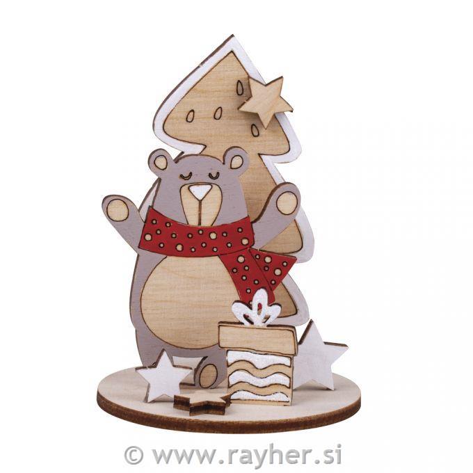 Lesena maketa Praznični medvedek, set 2
