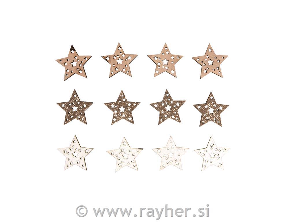 Wooden Stars 3,5 cm 12 pcs