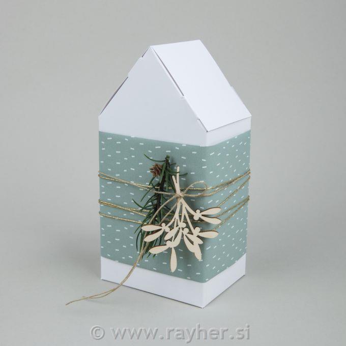 Leseni okraski belo omelo 8,3-10,3 cm set 5