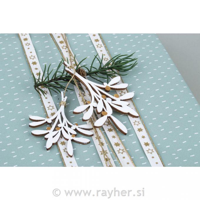 Leseni okraski belo omelo 8,3-10,3 cm set 5