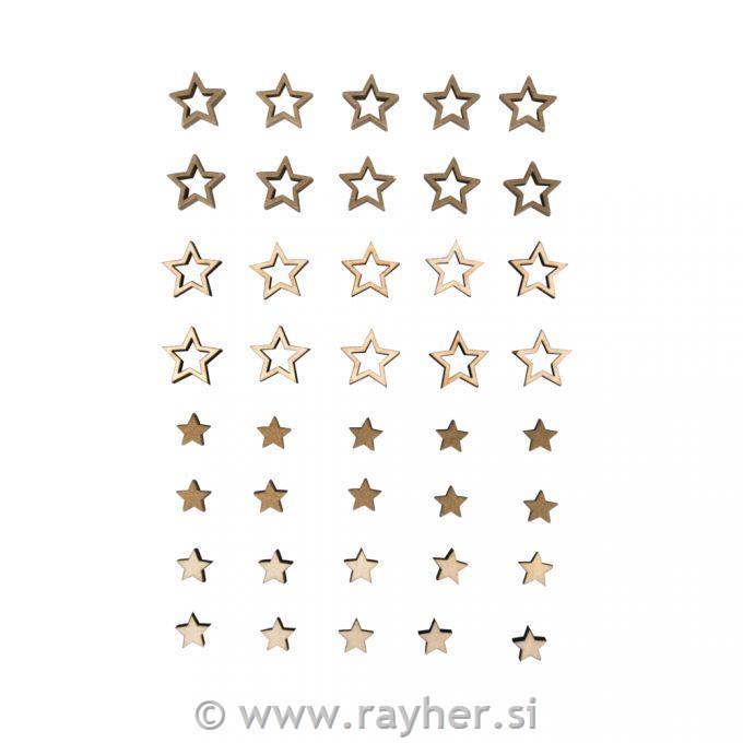 Leseni okraski Zvezdice 1,2 cm set 40