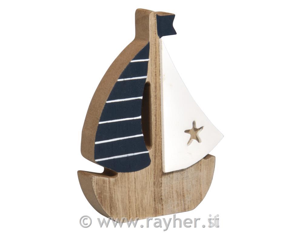 Ladja lesena, pobarvana, 12x9x1.8cm