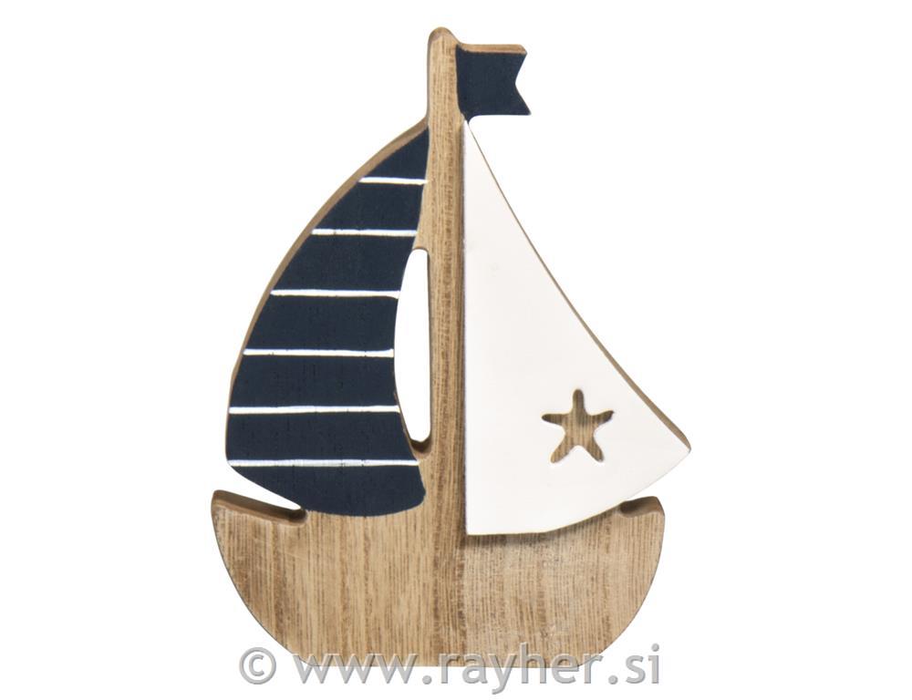 Ladja lesena, pobarvana, 12x9x1.8cm