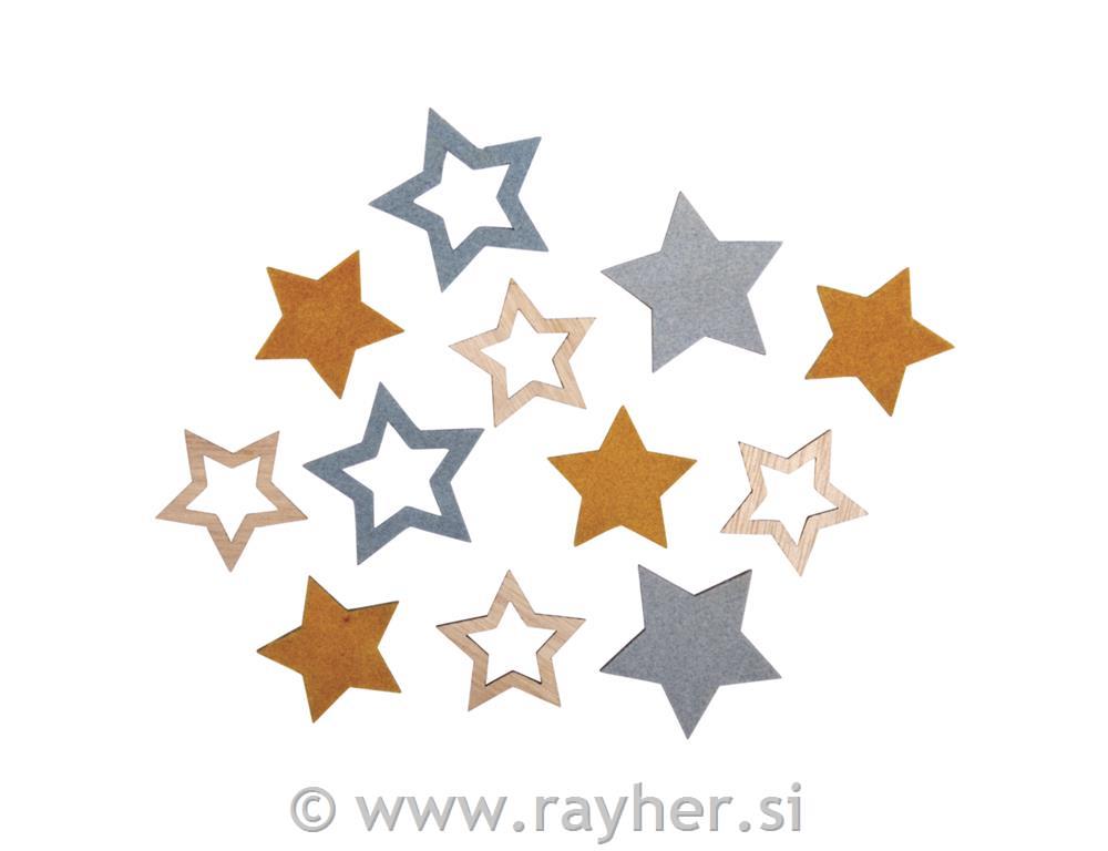 Leseni okraski Zvezde 14 kosov