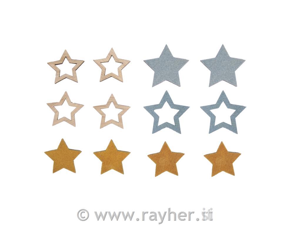 Leseni okraski Zvezde 14 kosov