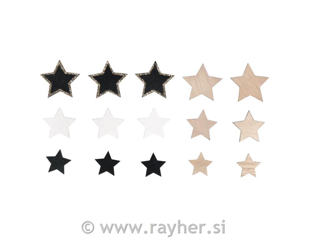 Leseni okraski, zvezdice, set 15