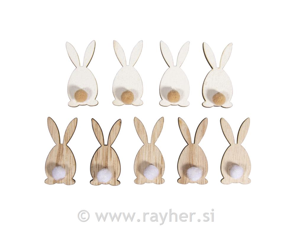 Leseni zajčki, 4.5cm, 9 kom