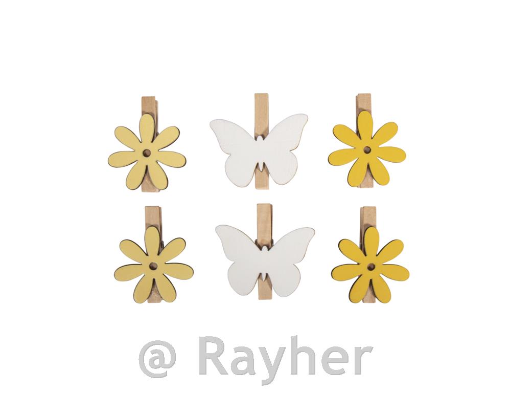 Lesene ščipalke, metuji, rožice, set 6