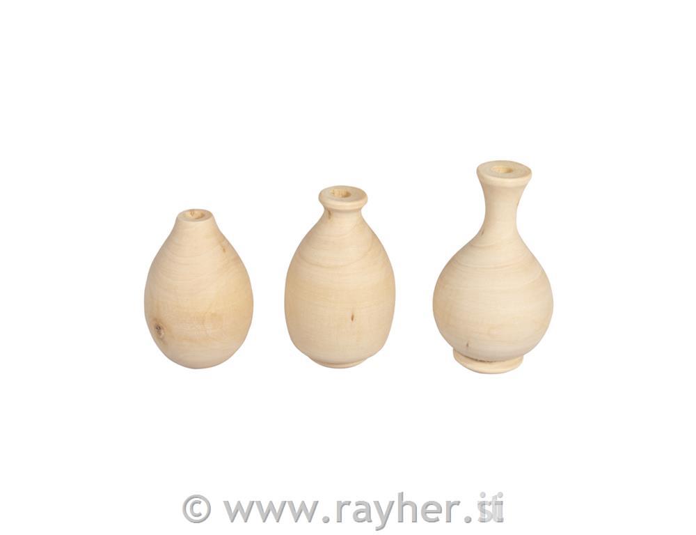 Lesene mini vaze, 4,8-6,4cm, set 3