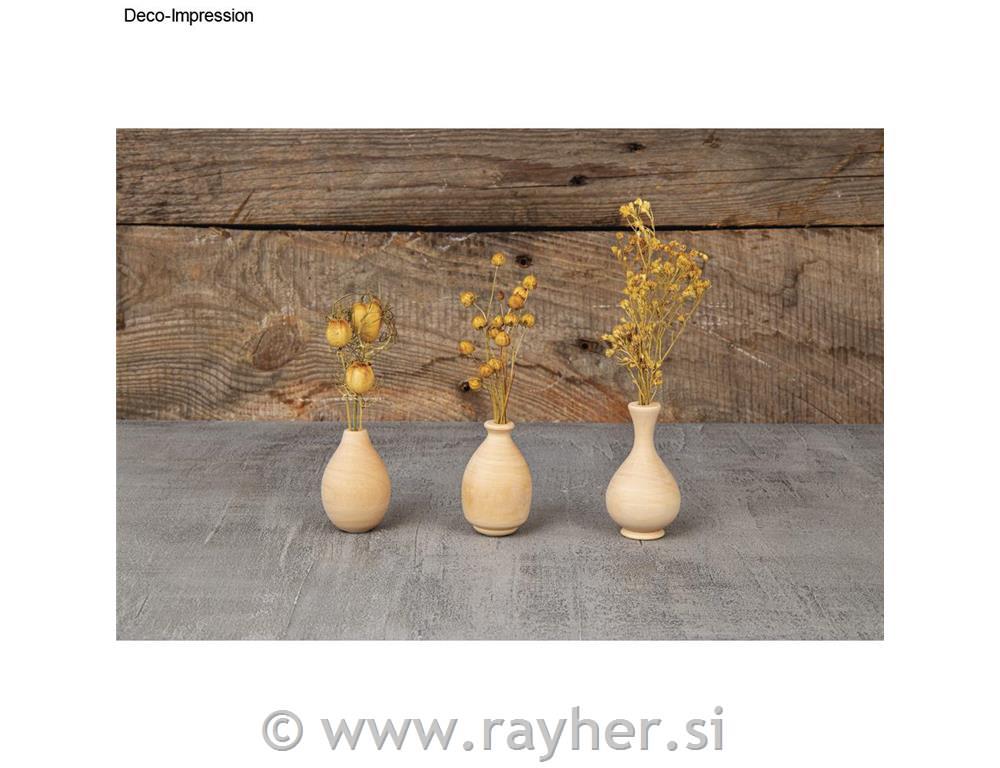 Lesene mini vaze, 4,8-6,4cm, set 3