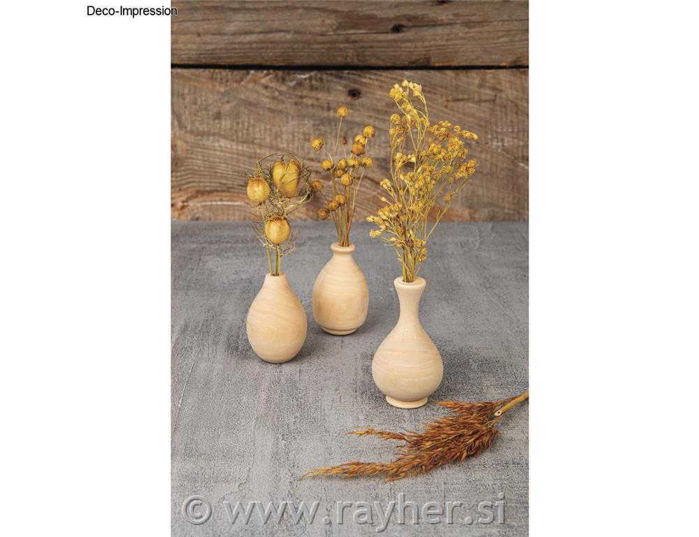 Lesene mini vaze, 4,8-6,4cm, set 3