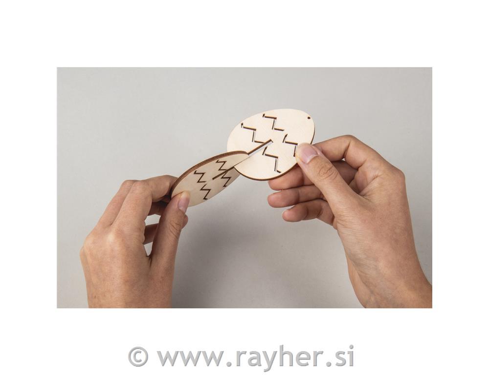 Lesena jajčka 3D, 5,5x7cm, set 3