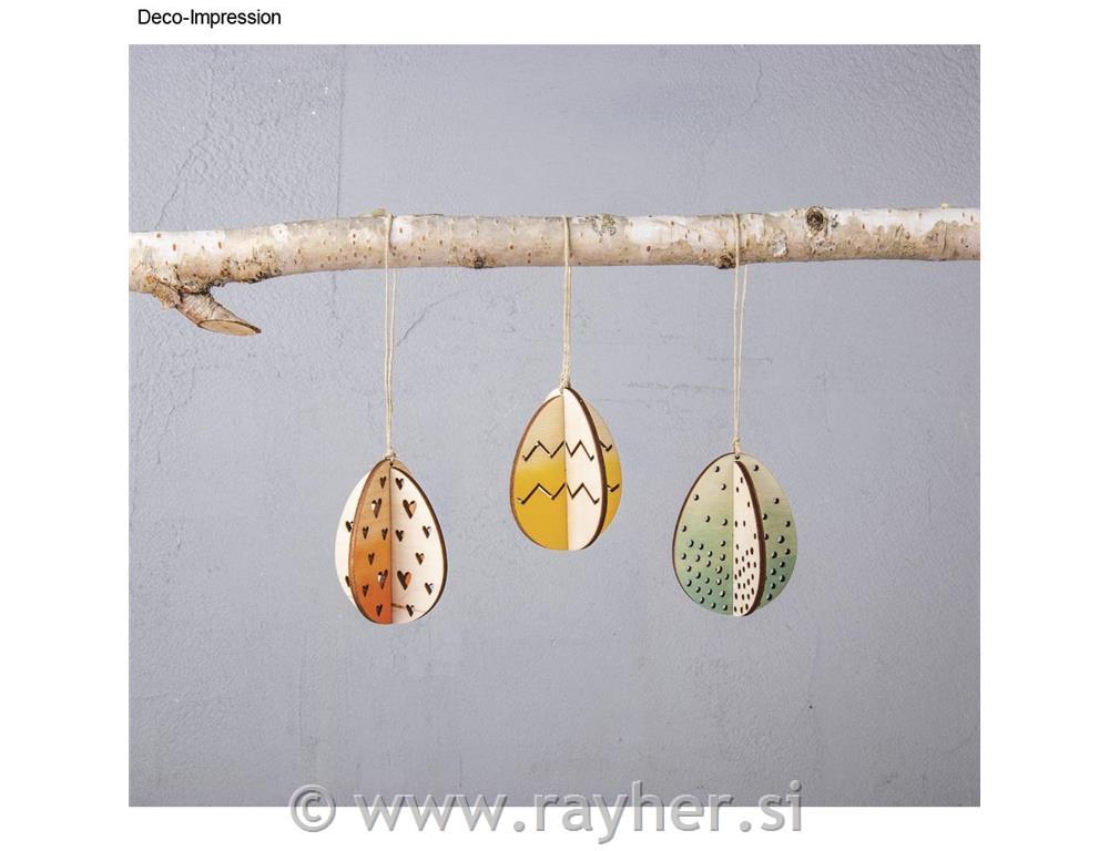 Lesena jajčka 3D, 5,5x7cm, set 3