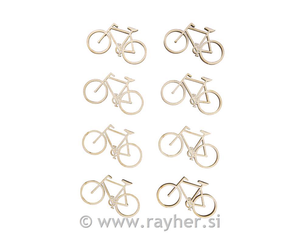 Leseni okraski, kolo, 4,8x2,8cm, set 8