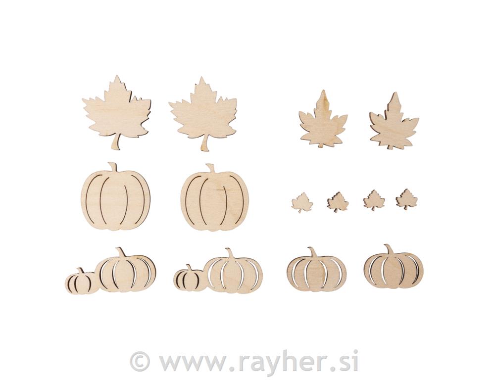 Leseni okraski Jesen 1-4,5 cm 14 kosov