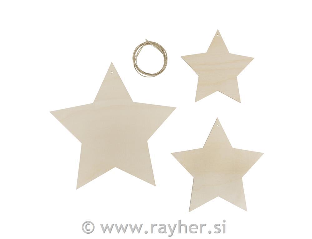 Obešanka zvezda 12+15+20 cm set 3