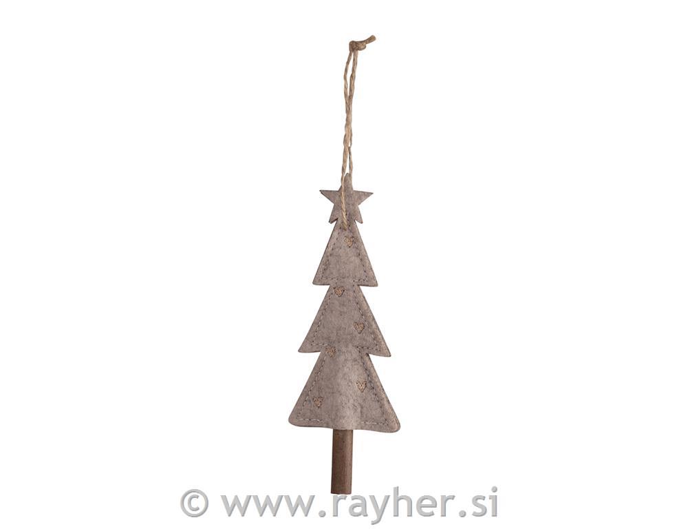 Felt Christmas tree with hearts, to hang6x17cm