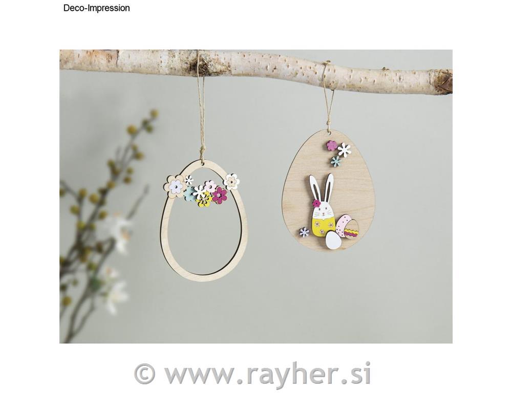 Leseni obesek Velikonočno jajce, 12 cm, set 11