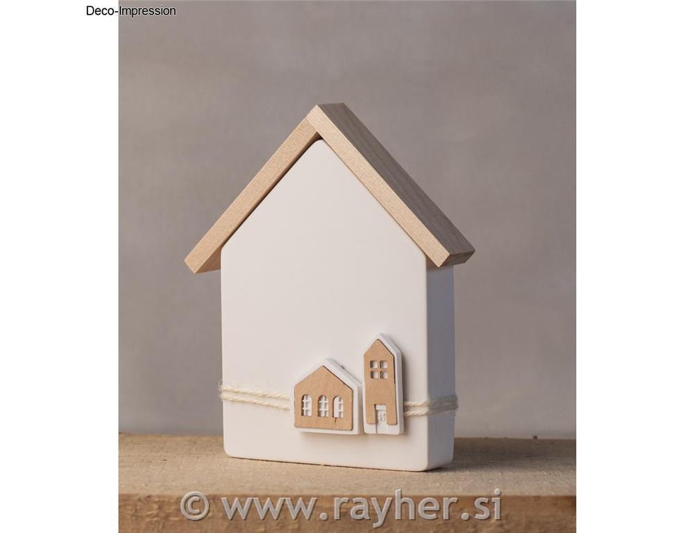 Plywood mini houses, natural, 2x 10.6x3.4 cm + 2 x 14x3,4 cm