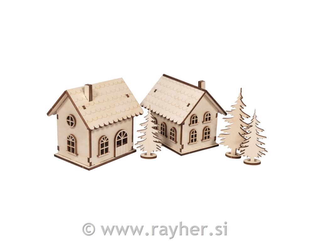 Lesena sestavljanka Hišici 48 delna
